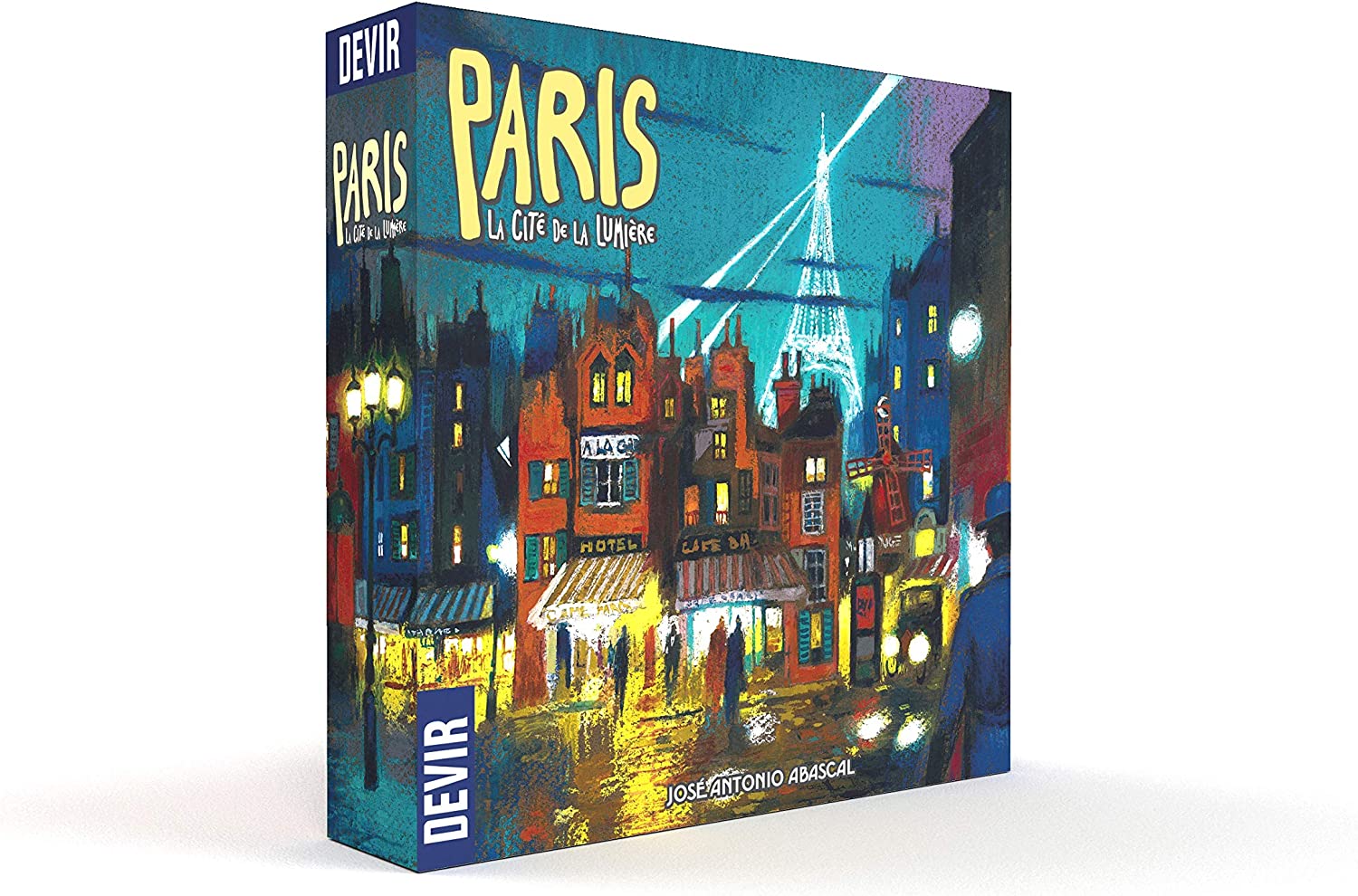 A blue box for the two-player board game "Paris: La Cite de la Lumiere." 