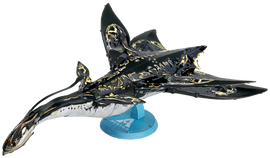 Premium S: Ilu DIY kit by Fascinations showcasing a striking artistic representation of a majestic creature, featuring intricate details and dark glossy finishes, positioned on a circular blue base.