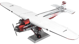 A detailed DIY metal model kit of the iconic Ford Trimotor airplane. The model features intricate designs and authentic colors, showcasing the classic aircraft's distinct features including its three engines and spacious wingspan. Perfect for aviation enthusiasts and hobbyists.