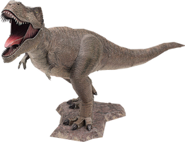 Detailed model of a Tyrannosaurus Rex from the DIY kit by Fascinations. The T-Rex features realistic textures and colors, showcasing its fierce expression and powerful stance.