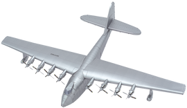 The Spruce Goose DIY kit by Fascinations showcases a detailed model of the iconic large airplane. The model features a sleek silver finish and depicts the eight engines and wide wingspan, ideal for aviation enthusiasts and hobbyists looking to create a stunning display piece.