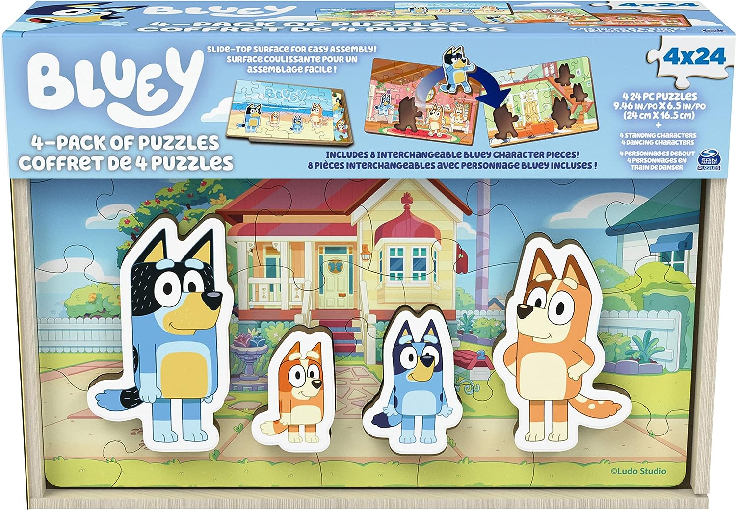 Bluey 4 Pack Wooden Jigsaw Puzzles by Spinmaster | EurekaPuzzles