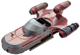 Metal Earth X-34 Landspeeder model from Fascinations. This detailed metal model features intricate laser-cut designs with a metallic finish and realistic detailing. Perfect for collectors and hobbyists.