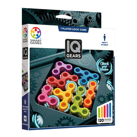IQ Gears by Smart Toys & Games is a colorful mechanical puzzle designed for one player. It features a variety of interlocking gears in vibrant colors, stimulating cognitive skills and offering 120 different challenges ranging from easy to expert levels. Ideal for ages 7 and up, this game encourages problem-solving and logical thinking.