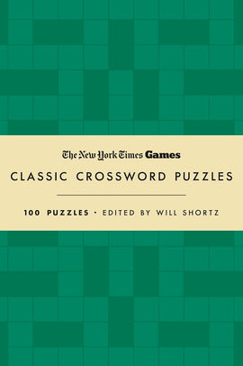 Cover of "NYT Classic Crosswords Forest", featuring a dark green tiled background with the title framed in beige. The book contains 100 crossword puzzles, edited by Will Shortz.