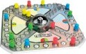 The game Trouble by Hasbro features a colorful game board with a central pop-o-matic die roller, surrounded by player pieces in green, yellow, blue, and red. Players navigate their pieces around the board to be the first to reach the finish line, all while avoiding obstacles and other players.