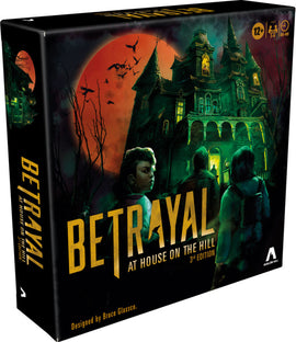 Betrayal at House on the Hill: 3rd Edition board game by Avalon Hill Hasbro. The box features a spooky mansion, dark colors, and eerie illustrations. Designed for ages 12 and up.