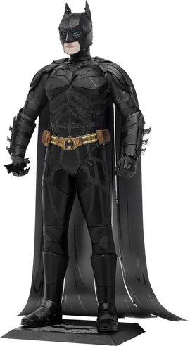 The Dark Knight Metal Model Kit features a detailed, metallic representation of Batman, showcasing his iconic black suit, cape, and v-shaped logo. The model is intricately designed, capturing the character's fierce expression and armored appearance, making it a perfect DIY project for fans and collectors.