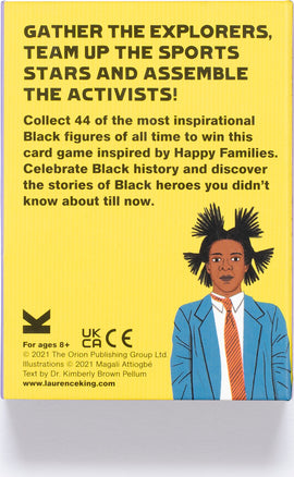 Black Heroes Go Fish Card Game featuring inspiring Black figures. The game encourages players to collect cards depicting influential Black personalities, enhancing knowledge of Black history. Ideal for ages 8 and up.