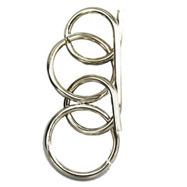 Four Rings Mechanical puzzle by Eureka Puzzles, featuring a complex arrangement of four interconnected metal rings. Ideal for enhancing problem-solving skills and providing an engaging challenge.