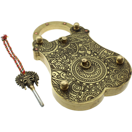 The Super Lock by JCC, designed by Jean Claude, is an intricate mechanical puzzle featuring a beautifully detailed brass padlock adorned with ornate patterns. It comes with a unique key shaped like a lion's head, both visually captivating and challenging to solve.