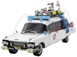 The ICONX Ghostbusters Ecto 1 DIY kit showcases a detailed replica of the iconic ghost-hunting vehicle with intricate features like lights and equipment on the roof. This model kit is designed for enthusiasts who enjoy assembling collectibles with a nostalgic touch.