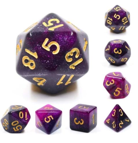 Black & Purple Galaxy RPG Dice Set