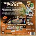 Back view of the Terraforming Mars board game by Stronghold Games, showcasing the game board, cards, resources, and setup information. The vibrant design features illustrations of Mars and various game components, inviting players to strategize in a quest to terraform the planet.
