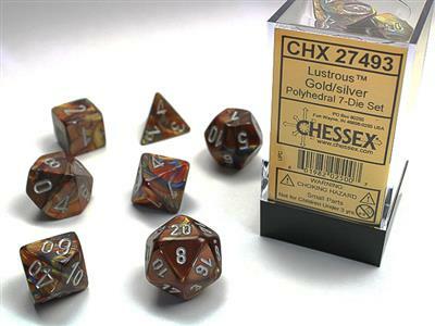 Lustrous Gold/Silver Polyhedral Dice Set