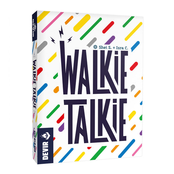 Walkie Talkie card game box  rainbow colors on white background