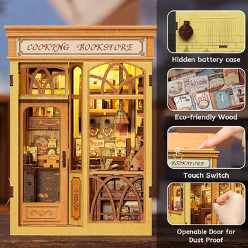 Cooking Bookstore Book Nook Battery, aterial, Lighting and Door Info