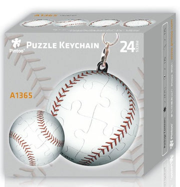 P-Key: A1365 Baseball Jigsaw Puzzle by Pintoo Corporation featuring a 24-piece puzzle in the shape of a baseball with a keychain attachment, perfect for puzzle lovers and baseball fans.