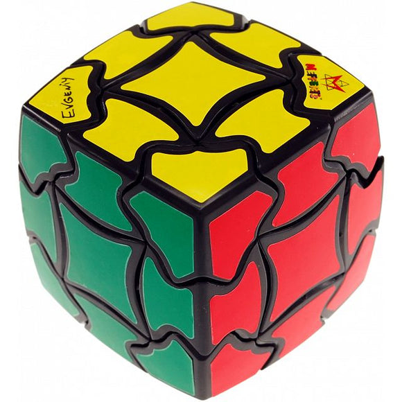 The Venus Cube by Mefferts is a colorful mechanical puzzle featuring a unique twisting design. The cube has bright yellow, red, green, and black colors with a distinctive pattern, promoting hand-eye coordination and problem-solving skills.