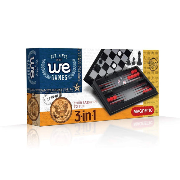 3-in-1 Combo Chess Magnetic 8"