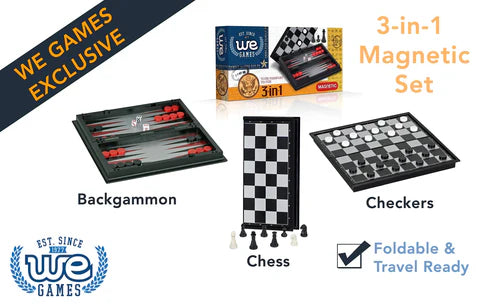 3-in-1 Combo Chess Magnetic 8" - 0