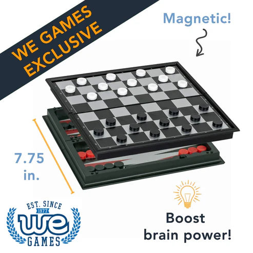 3-in-1 Combo Chess Magnetic 8"
