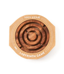 Handheld wooden labyrinth game in packaging