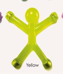 Mini QMan Translucent in Citrus color, featuring a playful design resembling a stick figure. The figure is bright yellow with rounded arms and legs, perfect for fidgeting and stress relief.