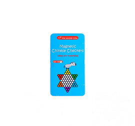 Magnetic Chinese Checkers game by Purple Cow. The packaging features a colorful design with a star shape made of various colored marbles, indicating it's a fun and portable game suitable for ages 5 and up.