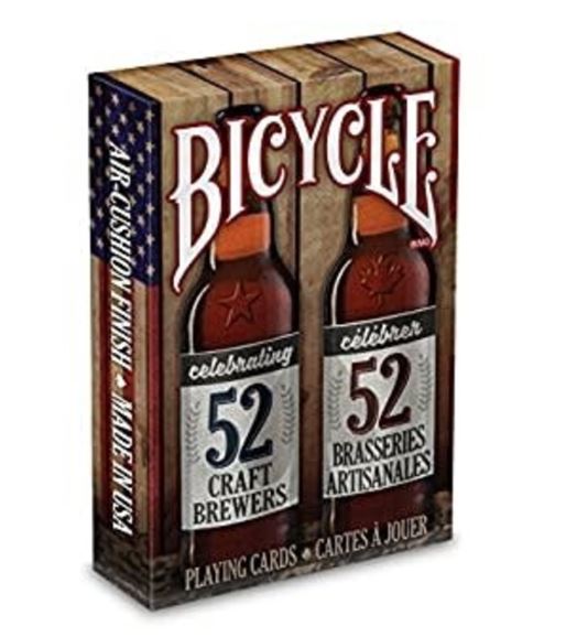 Craft Brewers - Spirit of Nor playing cards featuring a design with bottles and celebrating 52 craft breweries. The packaging has an Americana theme with a vintage look.