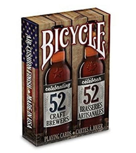 Craft Brewers - Spirit of Nor playing cards featuring a design with bottles and celebrating 52 craft breweries. The packaging has an Americana theme with a vintage look.