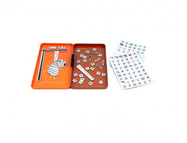 A colorful magnetic hangman game by Purple Cow, featuring a foldable game board with letter tiles, a drawing area, and a marker. The set includes multiple sheets of alphabet letters and various game components, providing an engaging and interactive gameplay experience for kids and families.