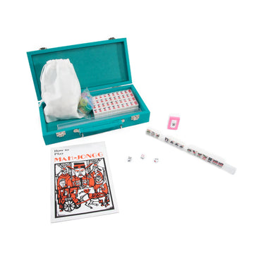 Travel Mah Jongg Teal Case Tiles Pieces Dick and Booklet