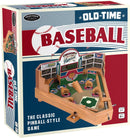 Vintage Baseball game by Front Porch Classics featuring a classic pinball-style layout. The game includes a baseball-themed playing surface with various targets, such as holes and scoring areas. The packaging showcases retro-style graphics reminiscent of old-time baseball, making it a perfect addition for game nights or collectors.