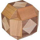 A beautifully crafted wooden mechanical puzzle called Cross in Ball by VINCO. The puzzle features a unique geometric shape with various wood tones and textures. It showcases a combination of triangular and square faces, inviting users to solve its intriguing design. Perfect for puzzle enthusiasts and those looking to enhance their problem-solving skills.