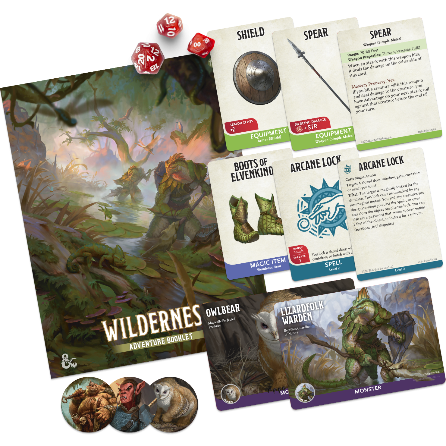 dnd starter set booklet, tokens, dice and cards