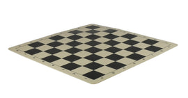 A 19.75-inch black and white silicone chess mat featuring an alternating checkerboard pattern. The edges are marked with letters and numbers for easy gameplay setup. Ideal for both beginner and advanced chess enthusiasts, it offers durability and a non-slip surface for an enhanced gaming experience.