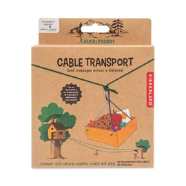 Huckleberry Cable Transport DIY kit by Kikkerland Design Inc. A fun and interactive way to send messages over a distance using a cable system. Ideal for connecting treehouses or branches, encouraging creativity and outdoor play.