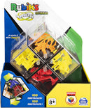 The Perplexus Rubik's Hybrid is a colorful mechanical puzzle featuring a transparent cube housing intricate pathways and 100 obstacles. The packaging showcases the vibrant red, yellow, and green components, along with the Rubik's logo and a tagline emphasizing 'A Whole New Twist.' Suitable for ages 8 and up, this puzzle combines the classic Rubik's challenge with a unique twist.
