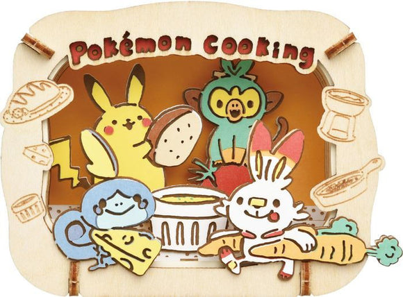 Pokemon Cooking Paper Theater Wood Style Assembled Complete Front Facing