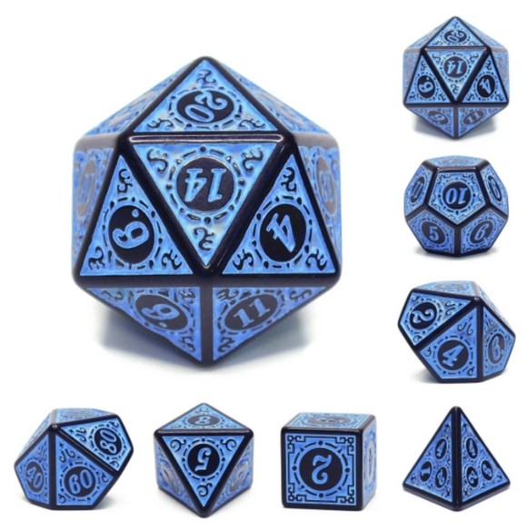 Magic Flame Blue RPG Dice Set