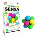 Icosa SENSA by Brainwright is a colorful mechanical puzzle featuring a cluster of sensory fidget balls in various textured shapes. The product is designed to stimulate the senses and promote interactive play, ideal for both children and adults seeking a fun and engaging sensory experience.