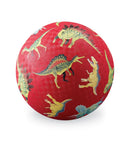 A vibrant 5-inch ball from Crocodile Creek featuring colorful dinosaur illustrations on a red textured surface. Perfect for outdoor play and imaginative fun.