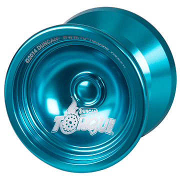 The Torque Aluminum Blue Yoyo by Duncan features a sleek, shiny blue finish with a smooth surface and engraved logo. Ideal for both beginners and advanced yoyo enthusiasts, it promises excellent performance and stability during tricks and spins.