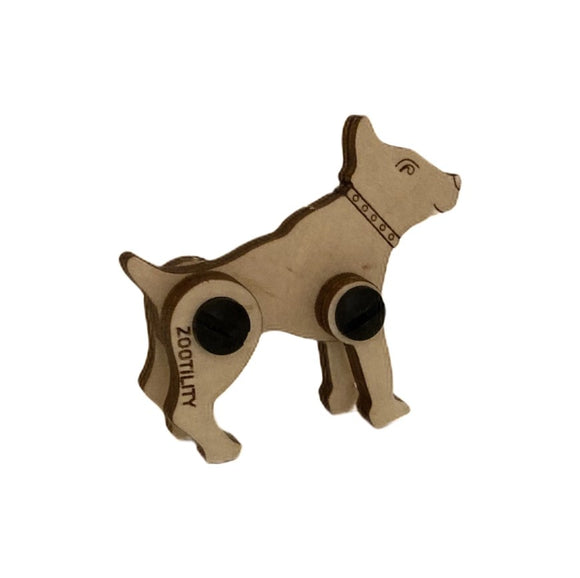 Loopets Dog by Zootility, a charming DIY kit featuring a wooden dog figure with movable parts. Ideal for crafting enthusiasts and pet lovers, this kit offers a playful way to engage creativity.