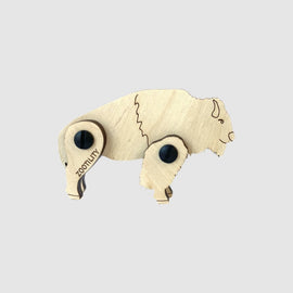 Loopets Buffalo DIY kit by Zootility featuring an intricately designed wooden buffalo figure that showcases movable parts. Ideal for creative play and education, this kit combines craft with fun, encouraging hands-on building for all ages.