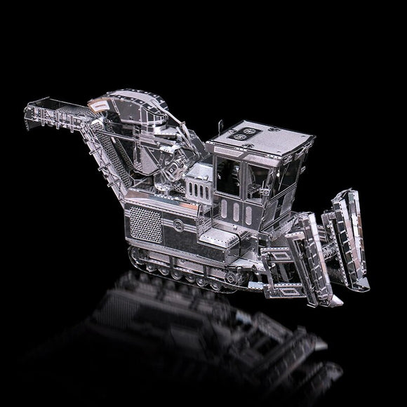 Detailed model of a Sugercane Harvester by Mu Model, showcasing intricate metallic design and components. This DIY kit allows for an engaging assembly experience, perfect for enthusiasts.
