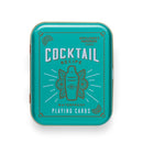 Cocktail Playing Cards by Gentlemen's Hardware, featuring a waterproof design. The vibrant turquoise tin includes illustrations of a cocktail shaker and lemon slices, perfect for game nights and cocktail-making enthusiasts.