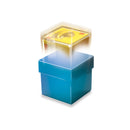 An imaginative graphic showcasing the '30 Miraculous Mind-Reading Tricks' by Marvin's Magic. The image displays a blue box with a lid slightly open, revealing a glowing, magical yellow card that seemingly hovers above the box, suggesting mind-reading capabilities and mystique, ideal for aspiring magicians and entertainers.