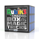 Rubik's Cube Magic Set by Marvin's Magic, featuring a sleek black box with colorful text. The design includes the Rubik's logo and states 'Amazing Box Magic Tricks', aimed at ages 8 and up, perfect for aspiring magicians and puzzle enthusiasts.